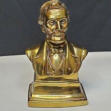 Vtg Brass Bust President Abraham Lincoln PM Philadelphia Mfg Bookend HEAVY 5.5