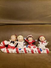vintage Christmas COMMODORE  JAPAN CANDY CANE SLEIGH ANGELS 1950's Cute picture