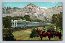 The Denver Zepher Train Chicago Denver Colorado Springs Horses Cowboys Postcard picture