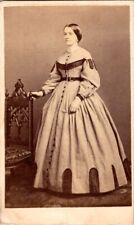 Lovely Woman in Ornate Dress, 1860s CDV Photo. #2074 picture