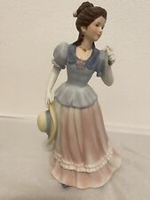 Homco 1452 VICTORIAN LADY IN PINK AND BLUE DRESS Holding HAT FIGURINE Vintage picture