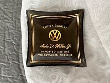 Vintage Volkswagen Advertisement THINK SMALL Miniature Smoked Glass Ashtray picture