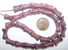 Antique Venetian Trade Beads - Brick Red /Brown Striped Dogbones- Rare Shape picture
