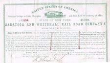 Saratoga and Whitehall Railroad Mortgage Bond, 1855, Due 1886 picture