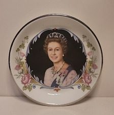 Crown Staffordshire HM Queen Elizabeth II Comm Silver Jubilee plate jewel tray picture