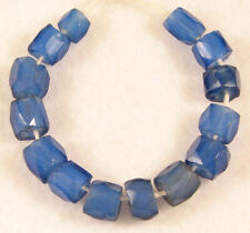 14 Old Bohemian RUSSIAN BLUE Faceted Glass Trade Beads 6 to 8.5 mm diameter picture