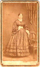 Handsome Woman, Lovely Ruffled Dress, c1860s, CDV Photo #2203 picture