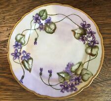 Antique Plate Handpainted Violets Dated 1909 & Artist Initialed~impressed “TK” picture