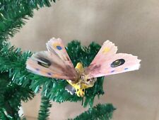 Vintage Antique Spun Glass Clip On Clay Butterfly Christmas Ornament Germany picture