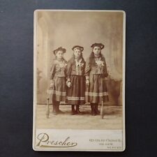 Young Girls In Matching Bowling Uniforms, Antique Cabinet Card 1890's picture