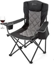 New Portable Folding Camping Quad Chair w/ 6-Can Cooler, Cup& Wine Glass Holders picture