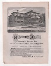 Ca 1885 HERBERT HALL MENTAL HOME WORCESTER MA & BOSTON MILK ST picture