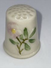 Belleek Ireland Porcelain Thimble Vintage Collectible Pink Flower picture