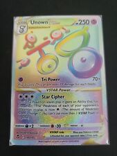 Pokémon TCG Unown Vstar Silver Tempest 199/195 Rainbow Full Art NM. picture