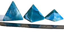 3x Antique EGYPTIAN Granite Pyramids Of Giza with Symbol Hieroglyphic Blue color picture