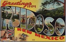 RUIDOSO, New Mexico Large Letter Greetings Postcard Curteich Linen c1939 UNUSED picture