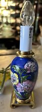 VTG Oriental Chinese Cloissone Floral 7.75x2.5” Accent Lamp Kitchen Brass picture
