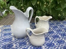 3-Vintage White Ironstone Milk Pitchers Creamers  picture