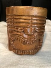 Vintage Wooden Tiki Mug Hand Carved Cup picture