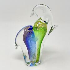 Murano Italy blue, green, and aventurine glass elephant figurine paperweight picture