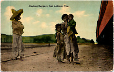 Mexican Beggars in San Antonio Texas TX Family Photo 1900s Postcard H. Budow picture