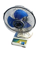 Vintage Cool Breeze 2 Speed Oscillating 9” Fan Blue Blade Retro KH-901 Taiwan picture