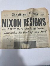 Rare Vintage FULL Miami Herald Newspaper, Nixon Resigns, Sections A-E, Even More picture