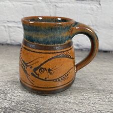 Mark Nafziger Studio Art Pottery Brush Creek Stoneware Coffee Cup Fish picture
