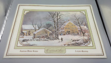 Vintage American Winter Scenes Currier & Ives A Cold Morning Laminated Placemat picture