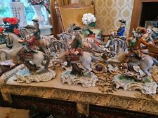 large Dresden porcelain hunting carriage with separate riders RARE picture