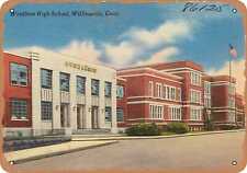 Metal Sign - Connecticut Postcard - Windham High School, Willimantic, Conn. 1 picture