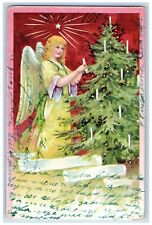 Bulgaria Postcard Christmas Tree Angel Decorating Candles c1905 Antique Posted picture