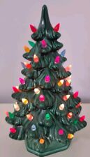 Vintage Holland Mold 11.5” Ceramic Lighted Christmas Tree With Base Works 1976 picture
