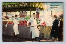 San Francisco CA, Boiling Crabs Wharf Fish Stand, Antique Vintage c1918 Postcard picture