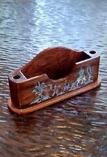 Inlaid Wooden Asian Pen & Pad Holder ~ Mother of Pearl Warrior Fable picture