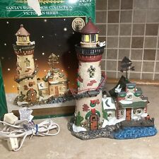 Santa's Workbench  “BUTLERS WHARF LIGHTHOUSE ” Lighted Porcelain House W/ Light picture