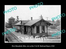 OLD LARGE HISTORIC PHOTO OF WEST MANSFIELD OHIO THE T&OC RAILROAD DEPOT c1920 picture