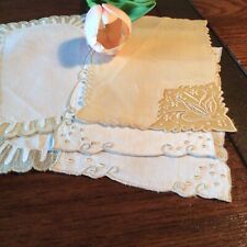 Lot of 6 Vintage Madeira Hand Embroidered Linen Cocktail Napkins, Outstanding picture