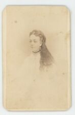 Antique CDV Circa 1870s Stunning Beautiful Young Woman With Choker Olney, IL picture
