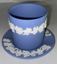 VTG Wedgwood Blue Jasperware Vase Toothpick Cigarette Holder & Ashtray picture