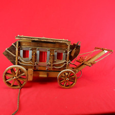 Vtg Large Wooden Western Covered Wagon Stagecoach Night Light Lamp CIRCLE H MFG picture