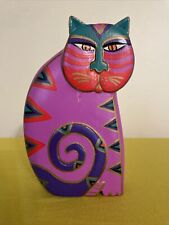 7” Laurel Burch Colorful Cat Folk Art Wood Decor picture