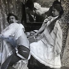 Antique 1899 Back Waxing Man Screaming In Pain  Stereoview Photo Card P1984 picture
