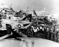Damaged U.S. Navy A-4 Skyhawks on USS Oriskany fire, Vietnam War 8x10 Photo 737 picture