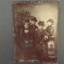 ATQ Circa 1840 1865 Tintype Civil War Era Sisters Family Portrait Wealthy rich picture