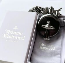 WORKING Vivienne WestwoodTank Oil Lighter Orb Silver Black Necklace Case Box picture