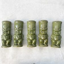 Trader Vic's Los Angeles 2009 Tiki Farm Green Mugs Cups Set of 5 picture