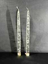 Set Of 2 MCM Confetti Silve Flecks Clear Lucite Taper Candles 10” DH Lindberg Co picture