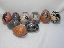 9 DECORATED STONE EGGS- Africa- Animals/ geometric picture