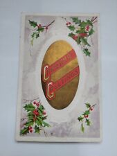 Christmas Embossed Holly Postcard VTG  1914 Tub15  picture